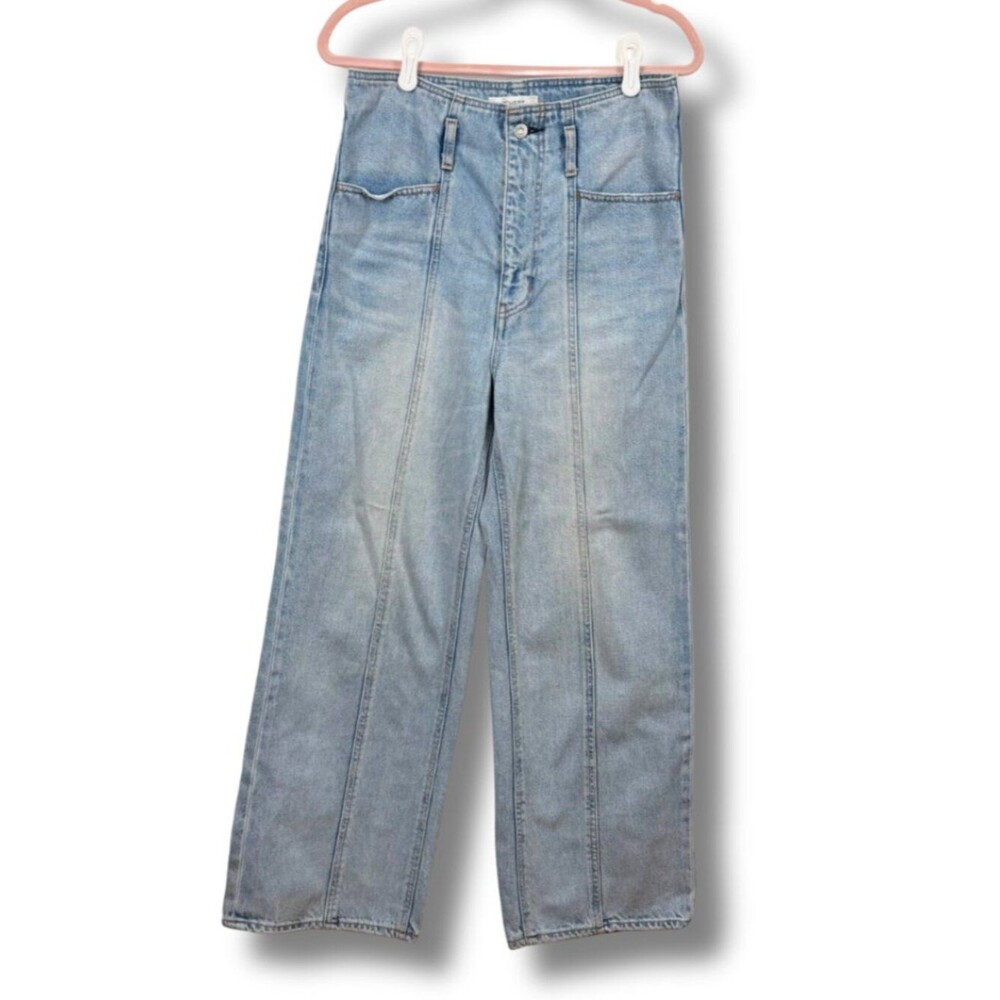 Moussy | Light Wash Blue High Waisted Wide Leg Seam Front Denim Jeans Size 1